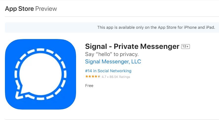Signal iOS App Store Profile Hero Shot Image
