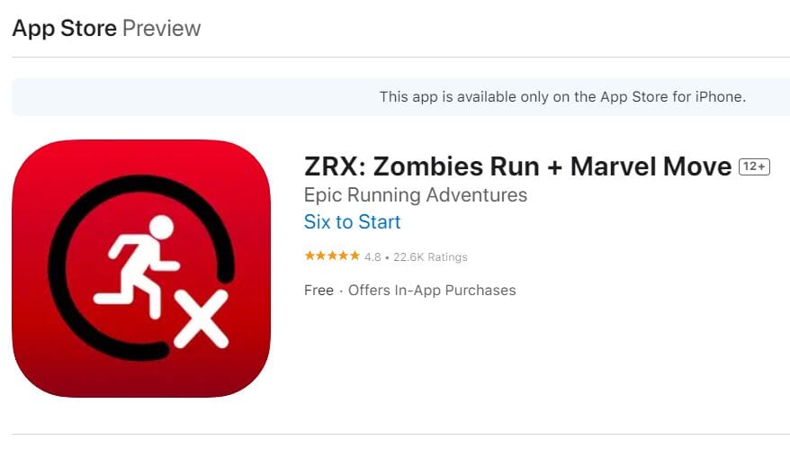 Zombies Run iOS App Store Profile Hero Shot Image